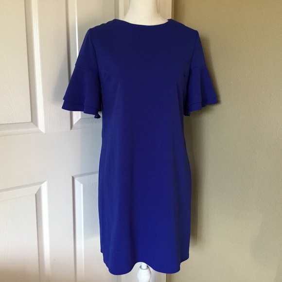 Royal Blue Ruffle Sleeve Dress - Picture 6 of 10